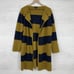 J.Crew Juliette Collarless Sweater Blazer M Rugby Striped Navy Yellow Wool Blend