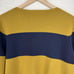 J.Crew Juliette Collarless Sweater Blazer M Rugby Striped Navy Yellow Wool Blend