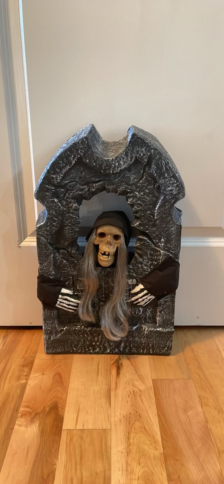 Gemmy Halloween - Skeleton Witch Tombstone - 19.75” Talking Singing Grave Keeper