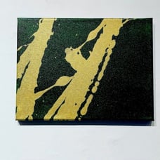 LUCKY Set of 2 Original Abstract Green & Gold Pendulum Paintings/Original Art sz