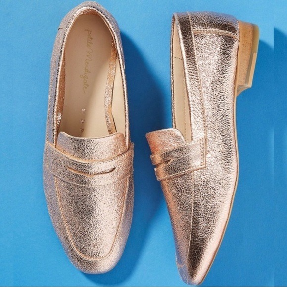 Anthropologie Petite Mendigote Rita Loafers in Rose Gold Metallic Size 39 US 8.5