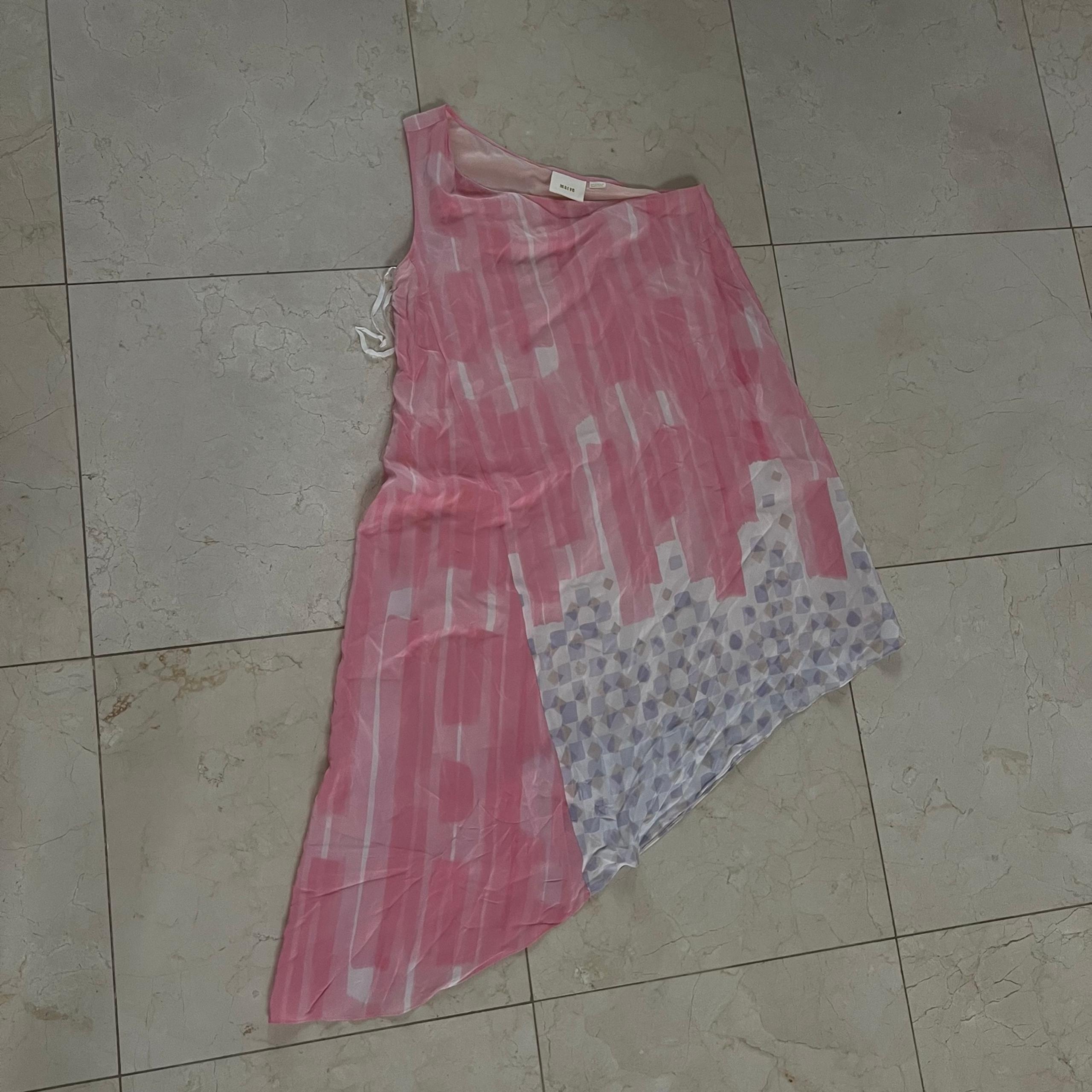 Maeve Like New Pink Silk/Polyester One Shoulder MIDI Dress Sz 8