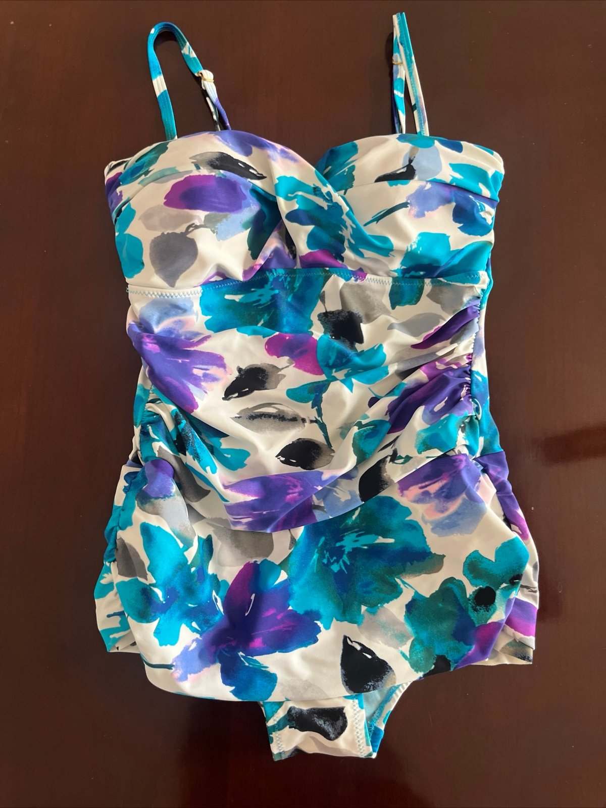 shore shapes swimwear size 8 one piece swim dress skirt tummy control