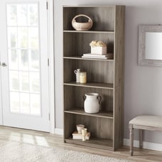 5-Shelf Bookcase with Adjustable Shelves, Rustic Oak