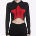 Hot Topic Black Cropped Hoodie w/ Red Star