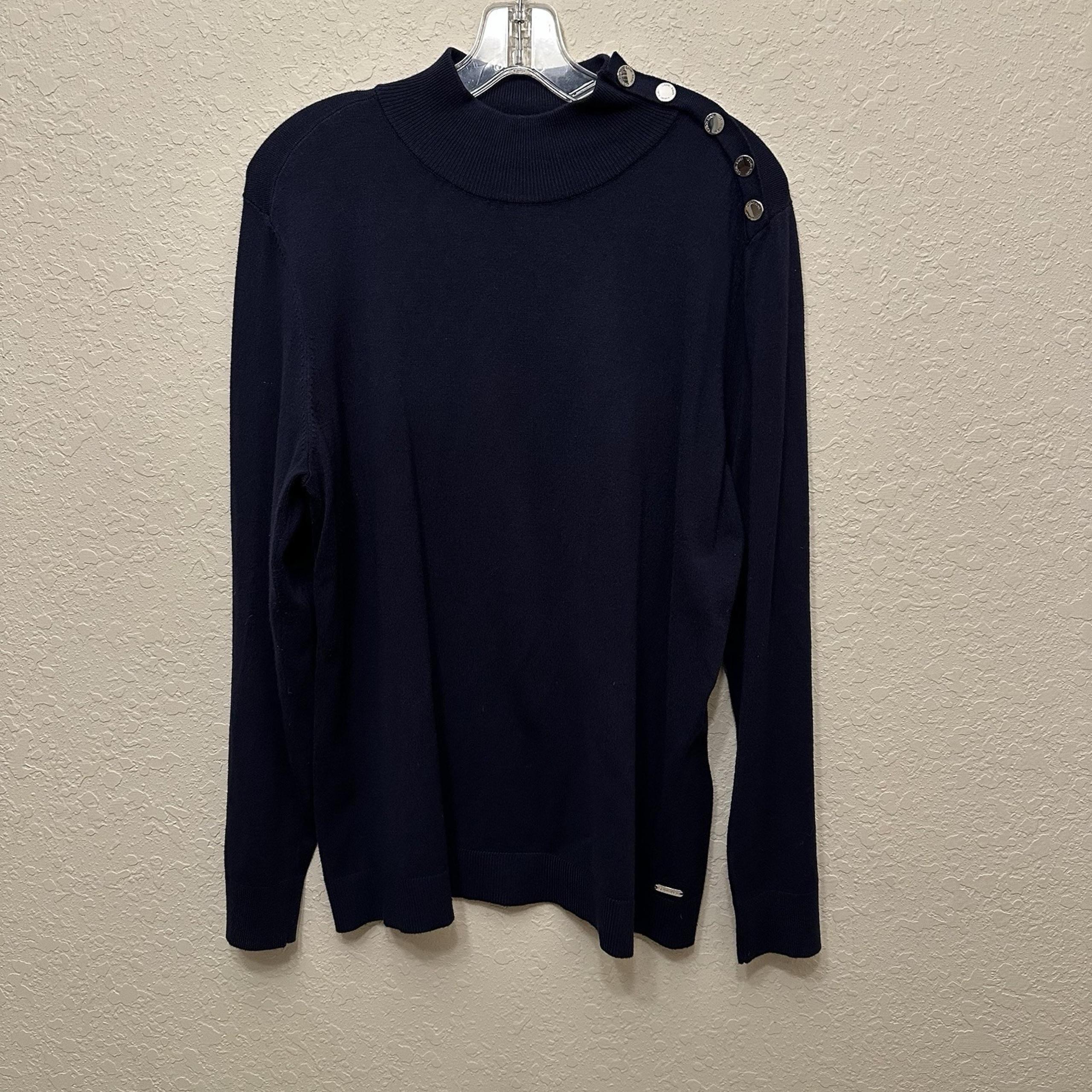 Calvin klein Women's Mock Turtleneck Pullover Sweater Navy Blue Size Large NWOT
