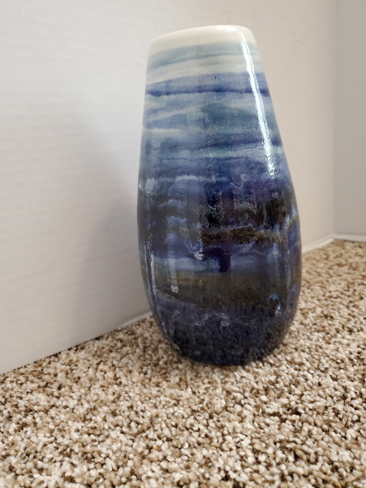 Vintage Pottery Multitone Blues Vase