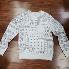 Todd Snyder x Champion White Paisley Bandana Sweatshirt Medium Made USA Pocket