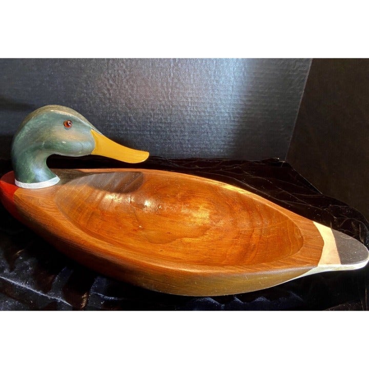 CANADIAN GOOSE WOOD DECOY BOWL SIGNED
