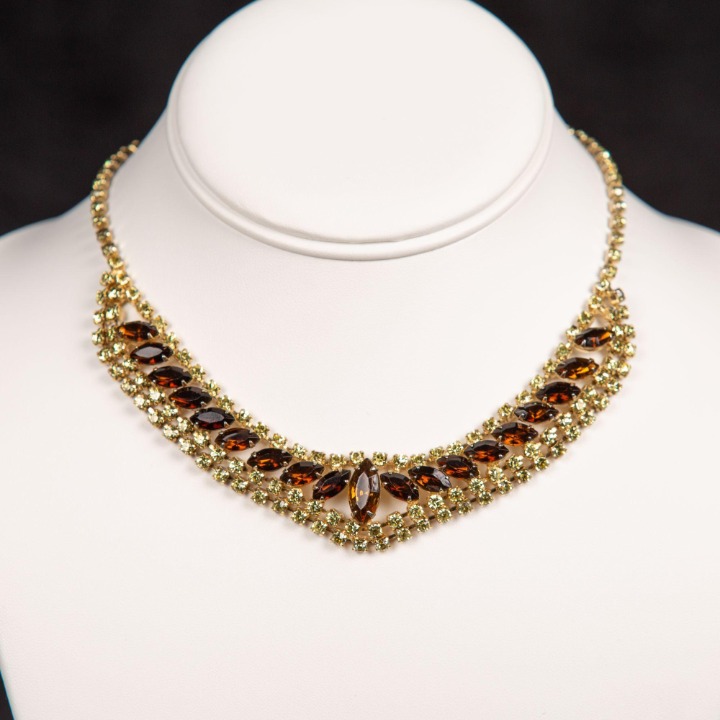 Vintage Rhinestoned Necklace 1940s with