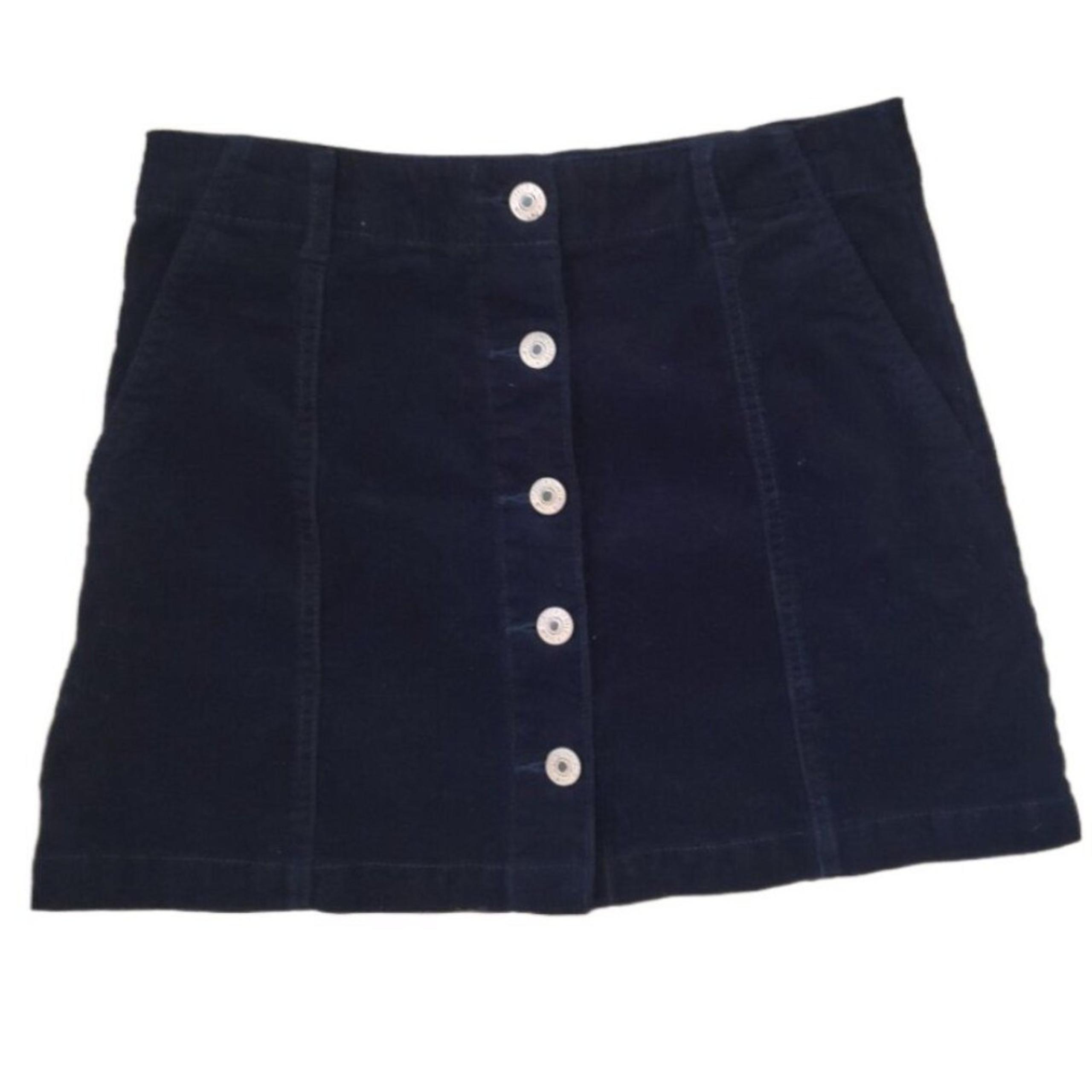 Forever 21 Navy Blue Corduroy Mini Skirt, Button Front, Pockets