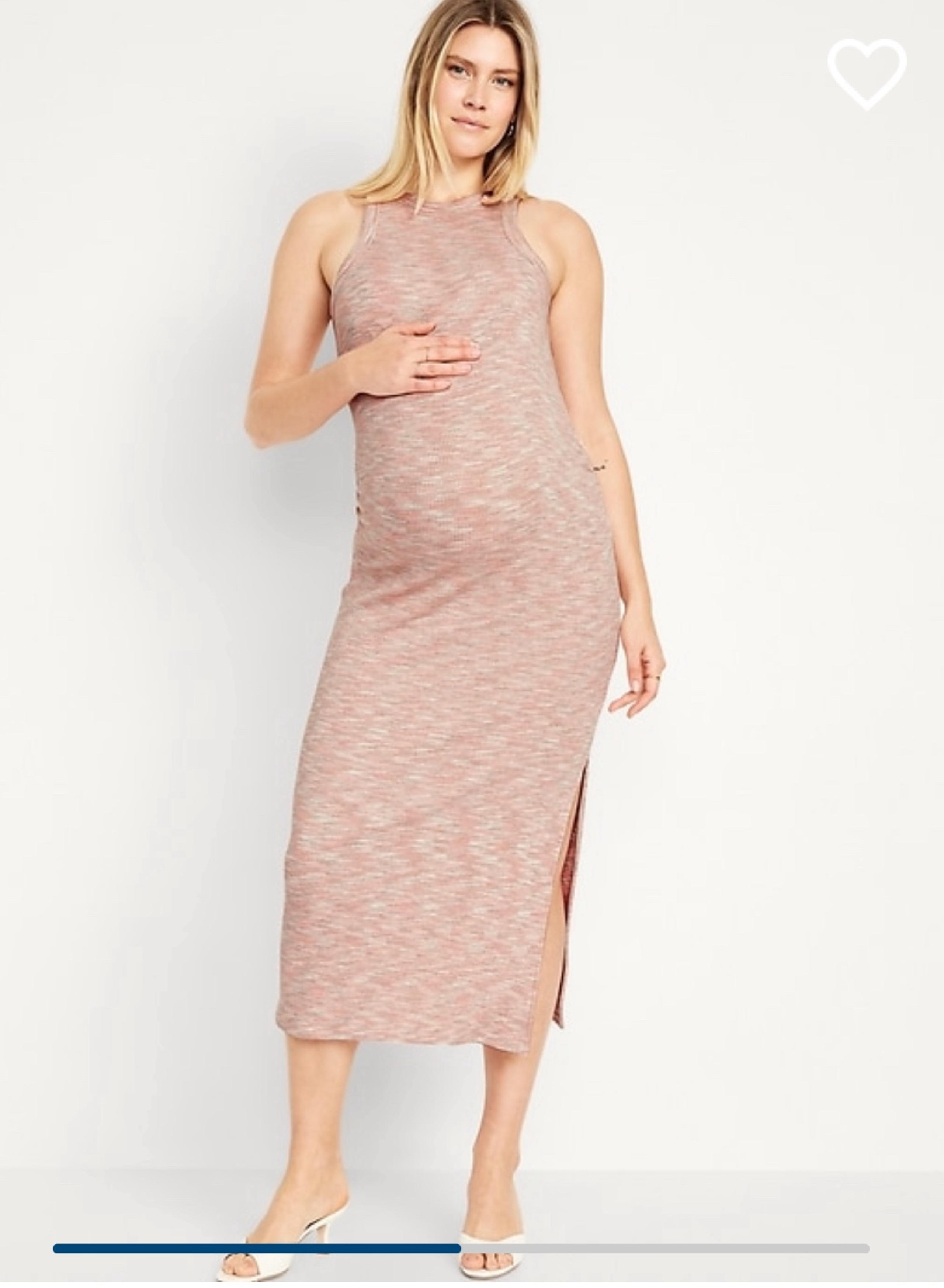 Pink maternity maxi dress
