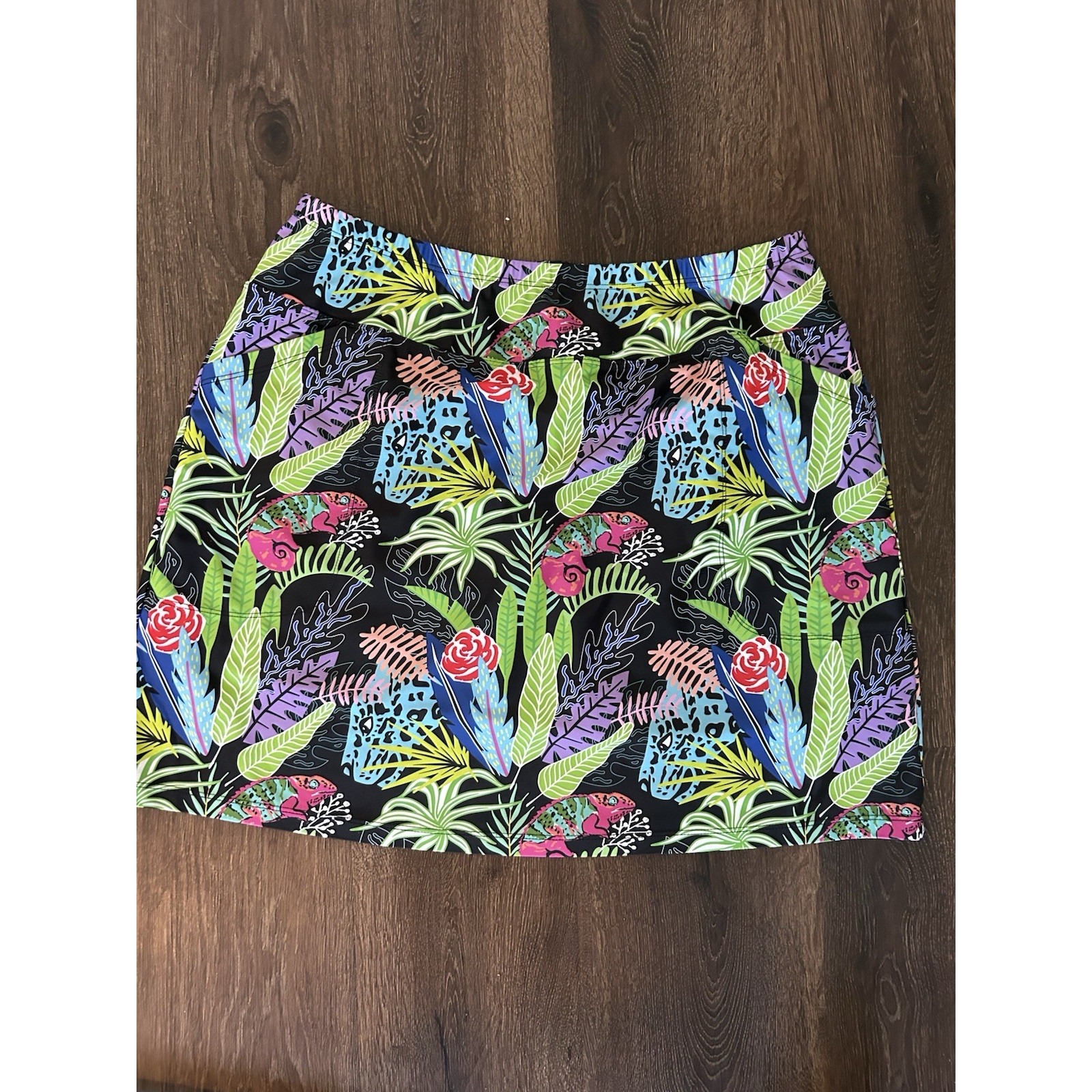 B SKINZ 70 Athletic Tropical Pull On Golf Tennis Pickleball Skirt Skort Size XL