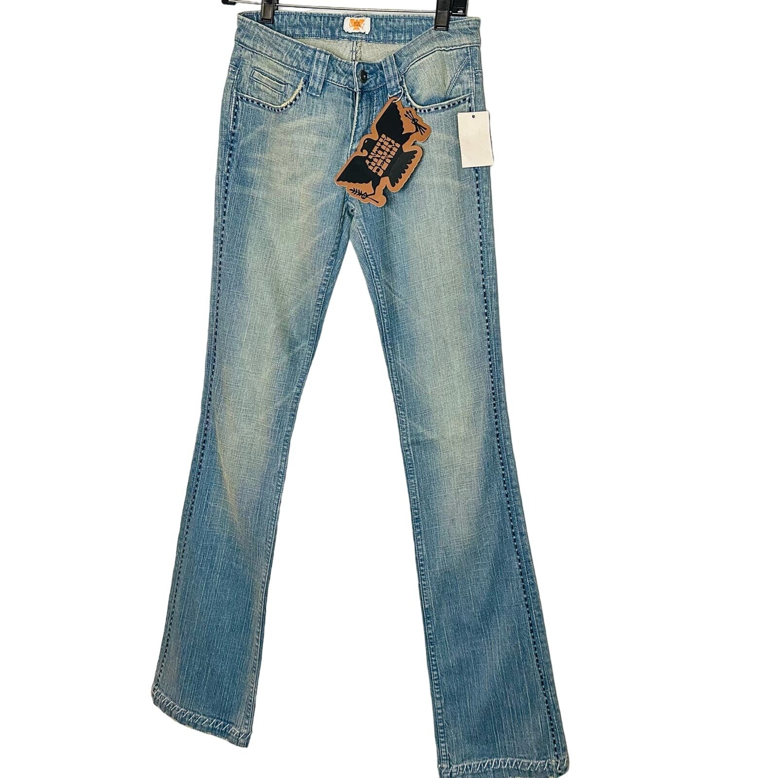 NWT ANTIK DENIM Medium Wash Five Pocket Embroidered Pocket Bootcut Jeans Size 27