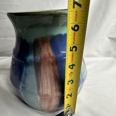 Antique Hull Pottery Vase Geometric Aquamarine Art Stoneware 20s Vessel