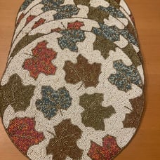 6 Tahari Beaded Placemat Charger New Fall leaves Thanksgiving