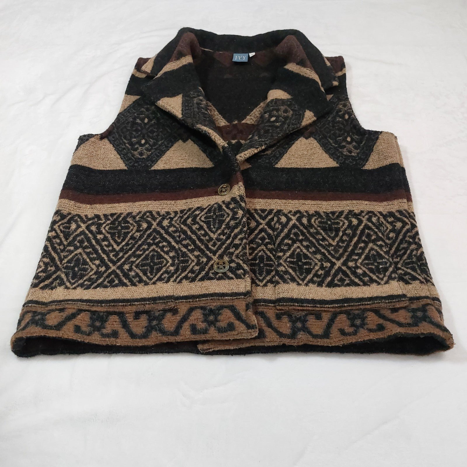 IVY WOMEN'S WESTERN WOOL BLEND BUTTON FRONT VEST SIZE LARGE
