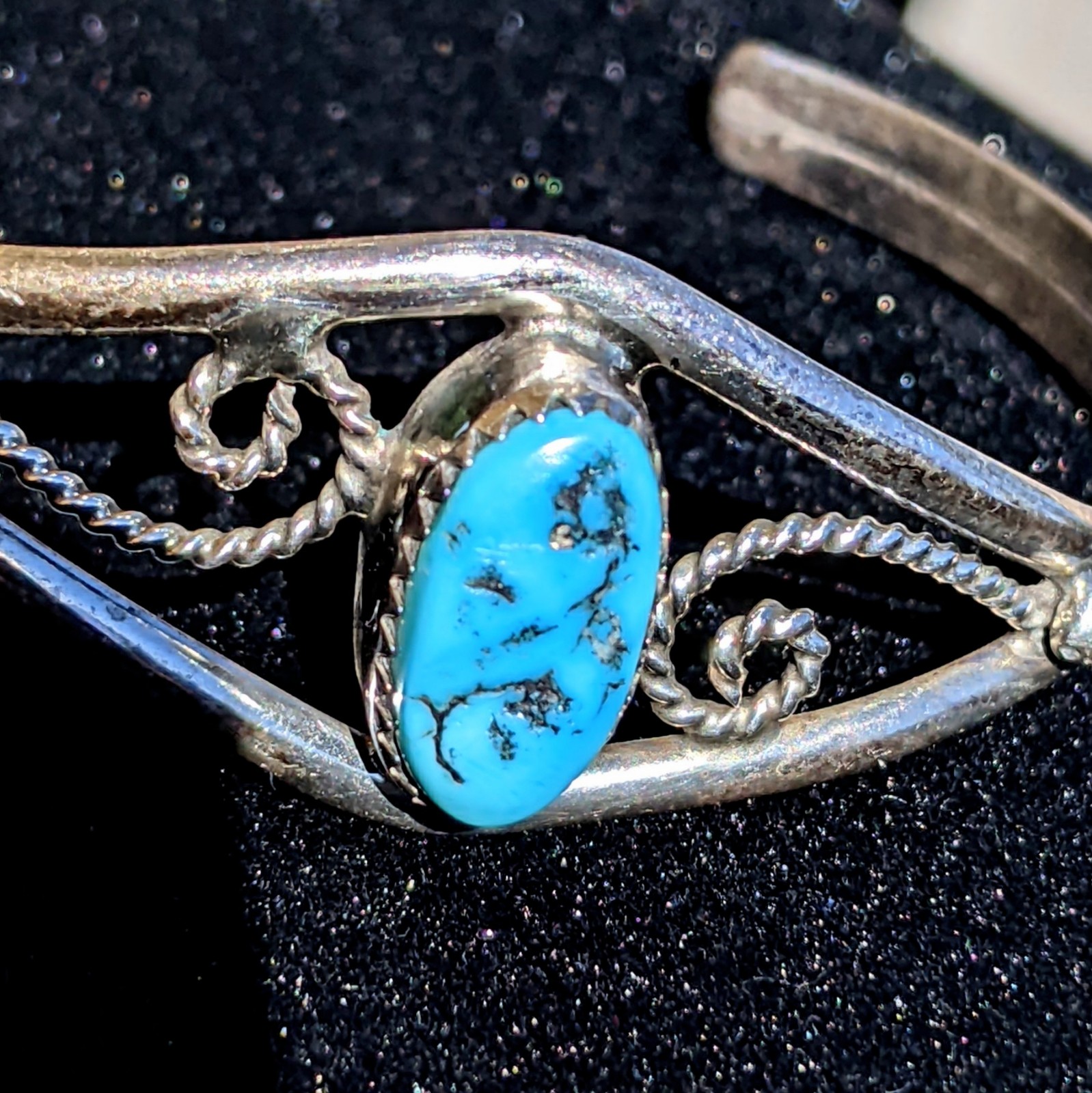 Turquoise & Sterling Silver Stamped Cuff Bracelet