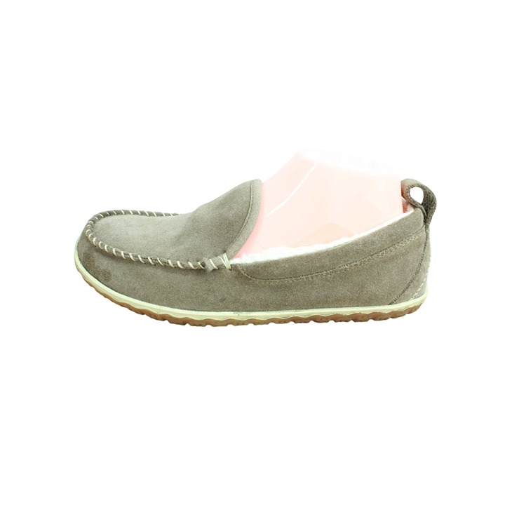 LL Bean Women's Dark Cement Suede Fleece Lined Mountain Moccasin Slippers 8 M