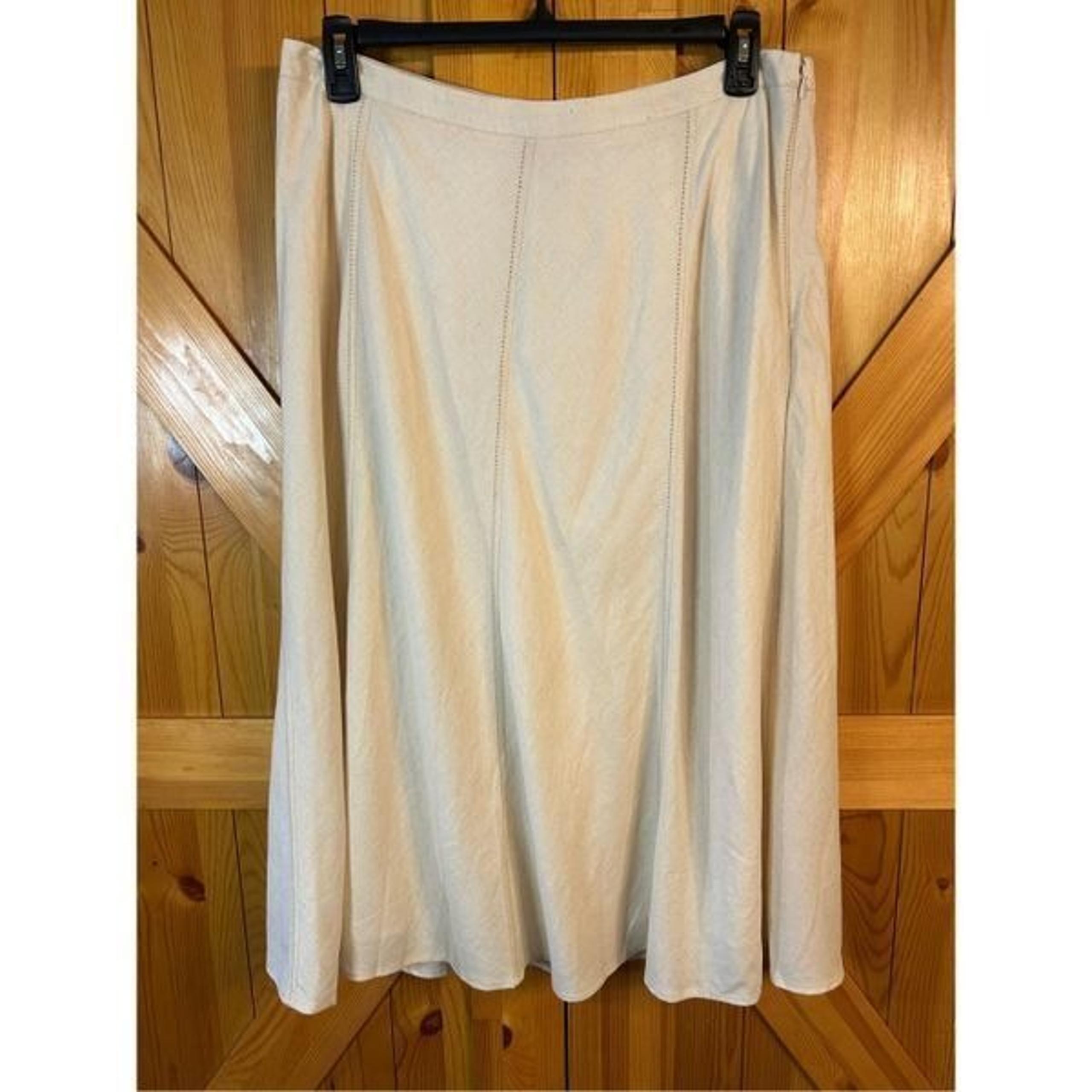CJ Banks Maxi Skirt Size X (14) Natural Linen Blend Coastal Minimalist Hippie nw
