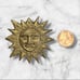 Vintage Matte Gold Smiling Sun Face Brooch Pin Inca Mayan Aztec Revival Museum