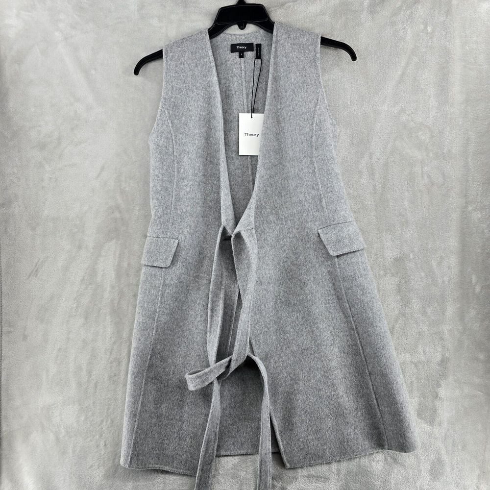 Theory Vest in Double-Face Coat Wool-Cashmere Gray Size 0 Sleeveless New