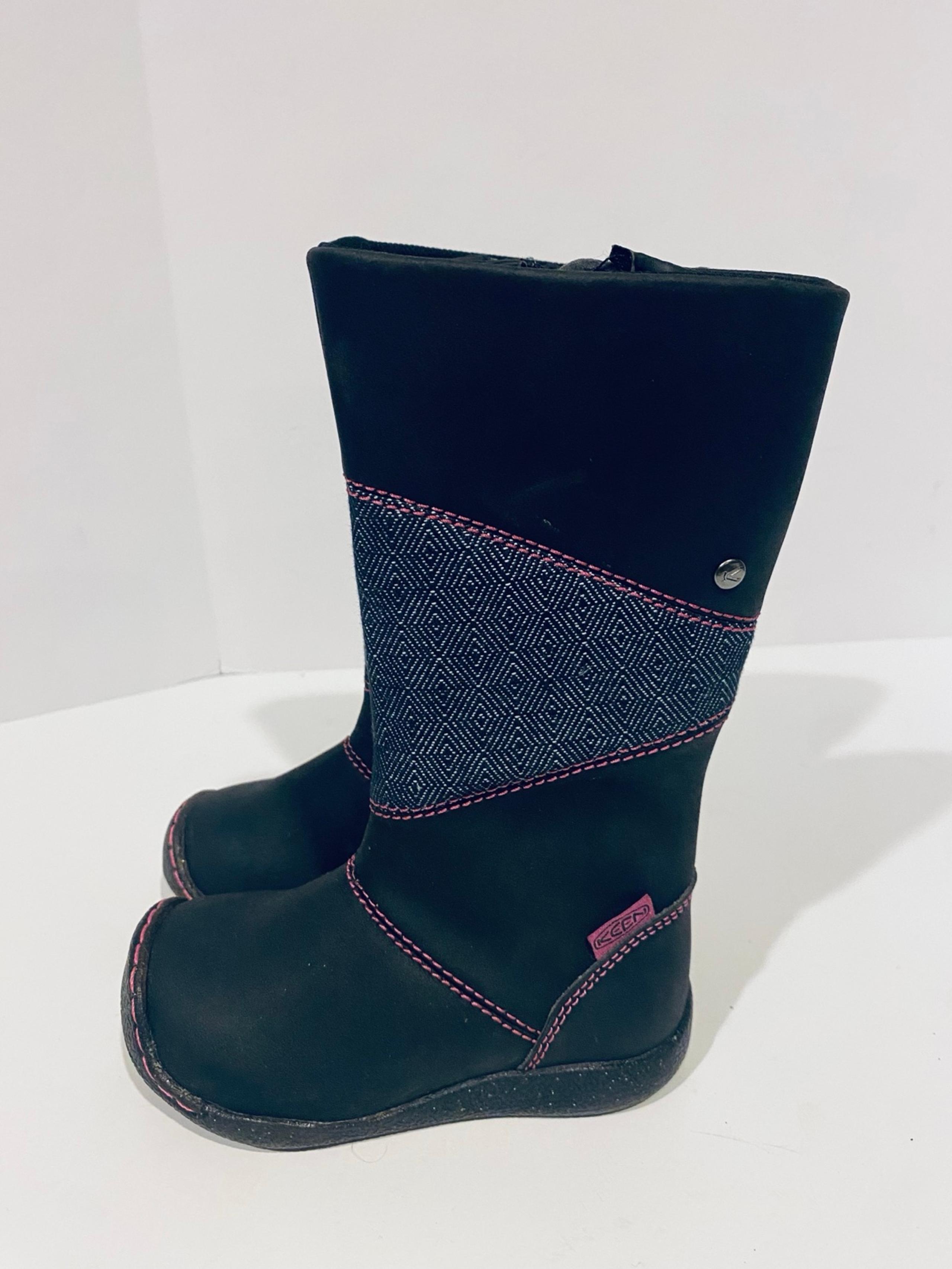 Keen Girl’s Rachel Knee-Length Boots Black Pink Zip Up Sz 8 Boots  EUC