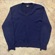 Vintage 80s Robert Bruce Navy V-Neck Wool Sweater