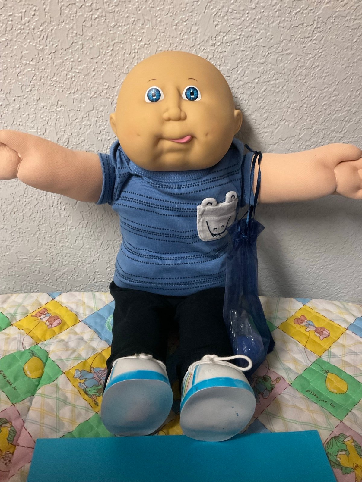 RARE Vintage Cabbage Patch Kid Bald Boy Blue Eyes IC6 Taiwan HM#11 Tongue Out 86