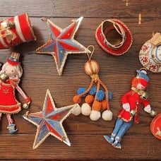 Vintage USA Felt Hanging Ornaments Bicentenial~Americana~Lliberty~Patriotic