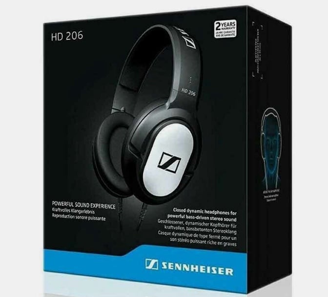 Sennheiser HD 206 Stereo Black WIRED Headphones Earphones Over Ear Headsets