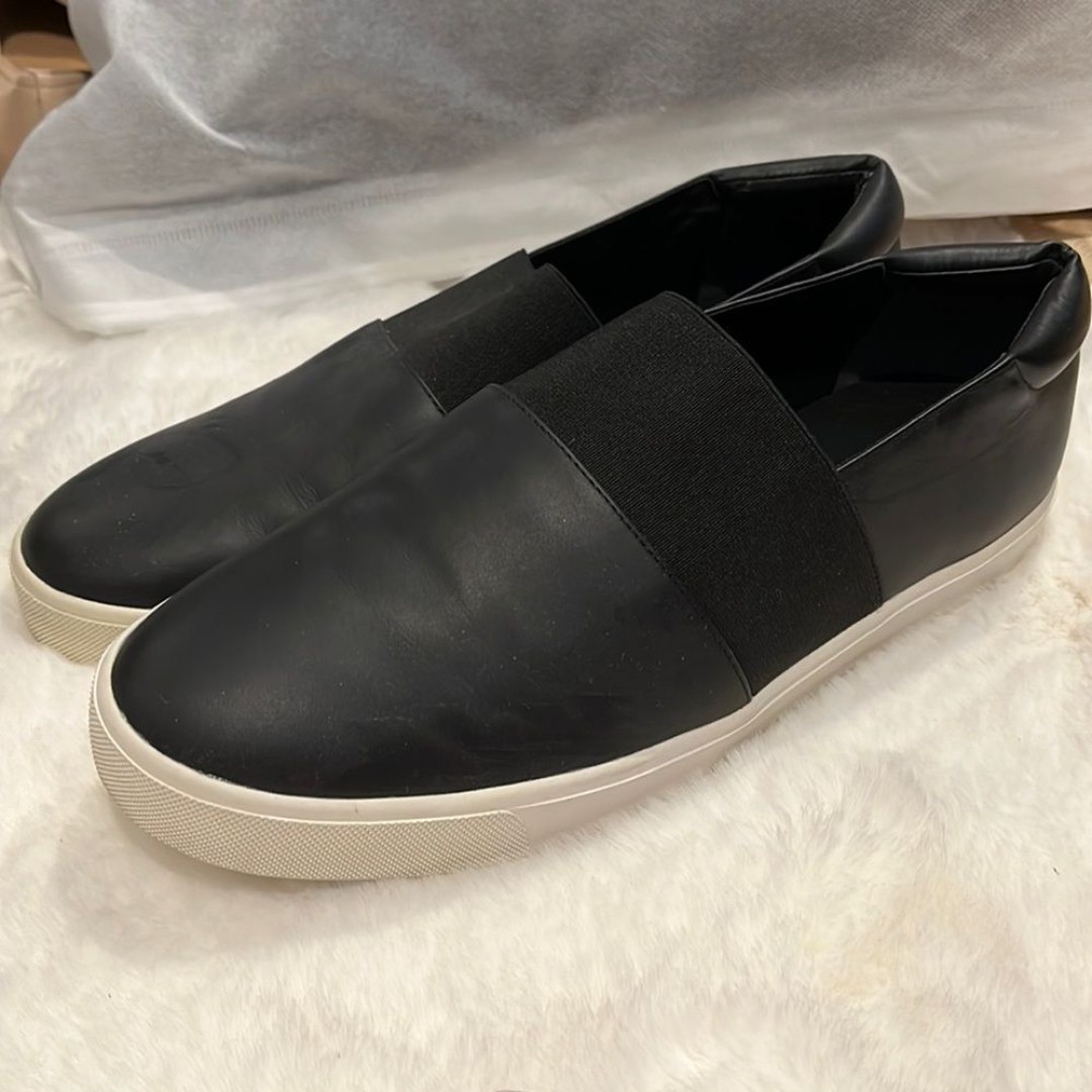 Vince Black Leather Slip-Ons, worn once