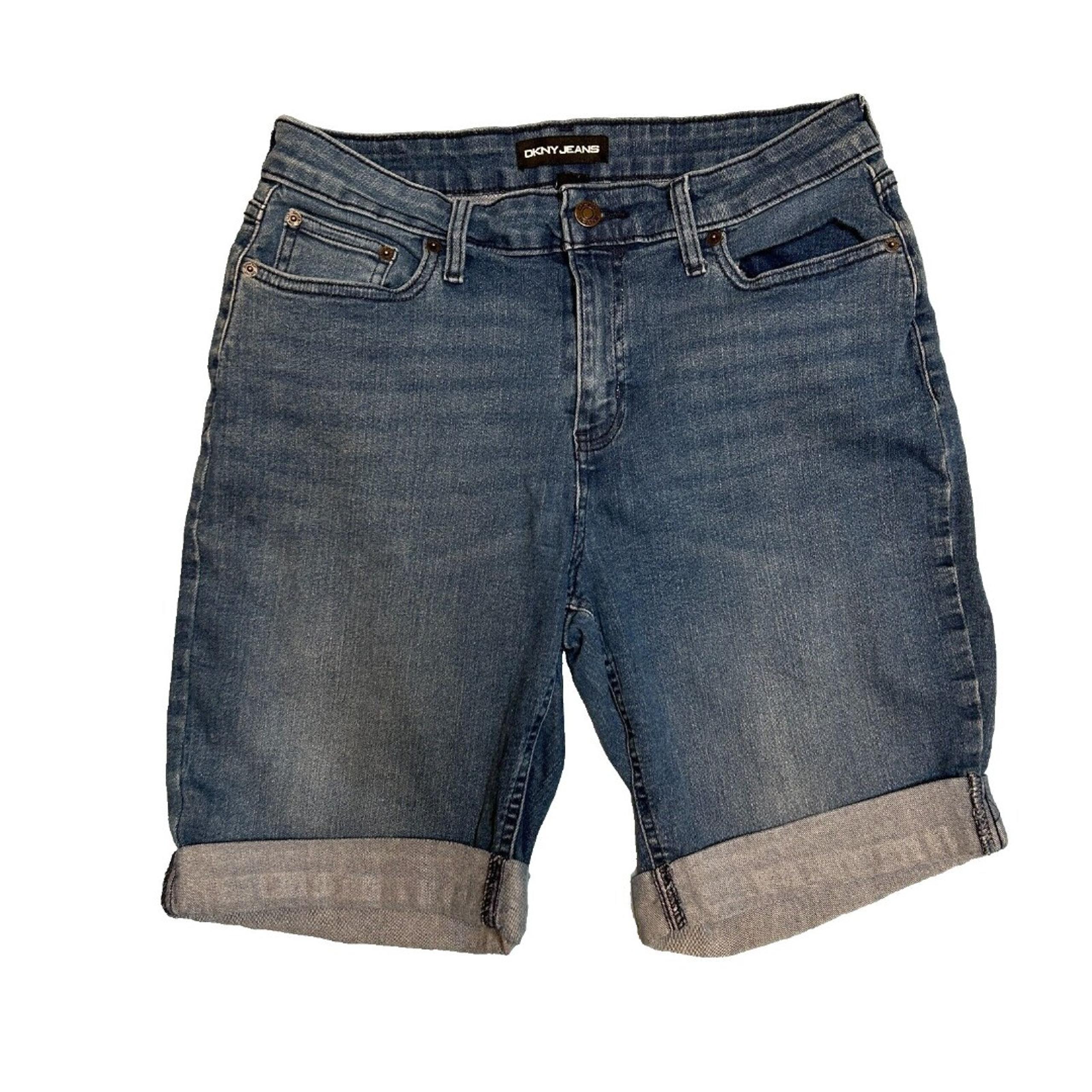 DKNY Women's Five Pocket Denim Bermuda Rolled Cuffs Jorts Shorts Size 10 Summer