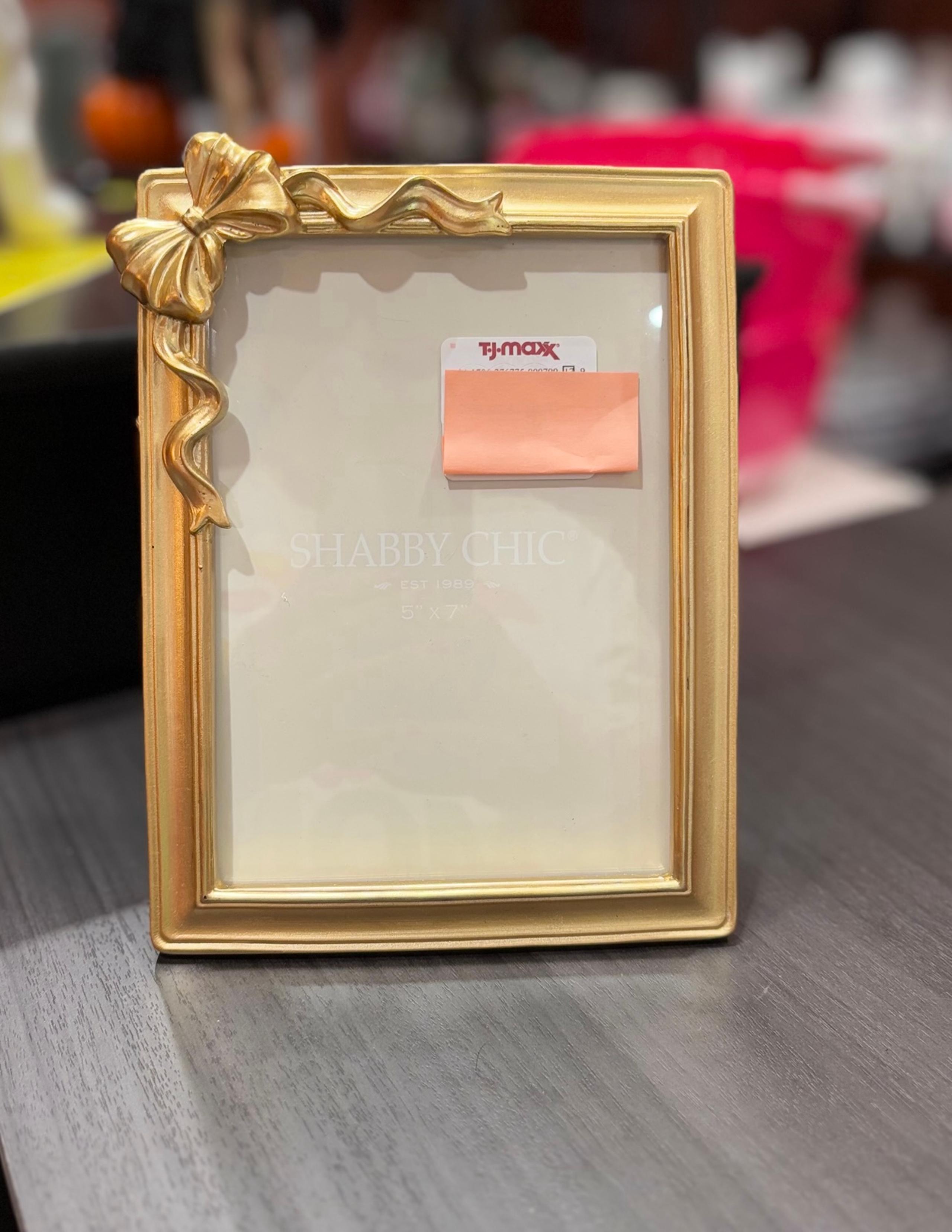 New Shabby Chic Gold Coquette Bow 5 x 7 Picture Frame.