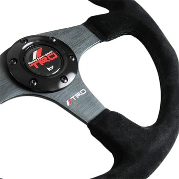 NEW UNIVERSAL 14 TRD Style Racing Black Stitching Suede Sport Steering Wheel