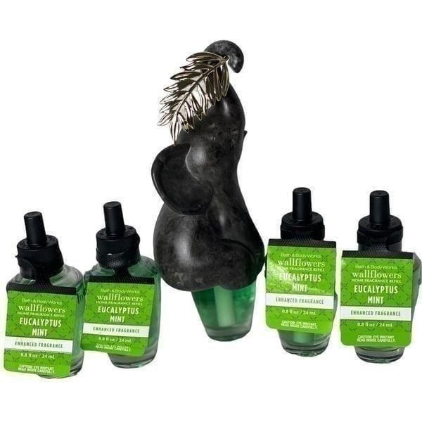 Bath and Body Works ELEPHANT Wallflower and 4 EUCALYPTUS MINT Refills