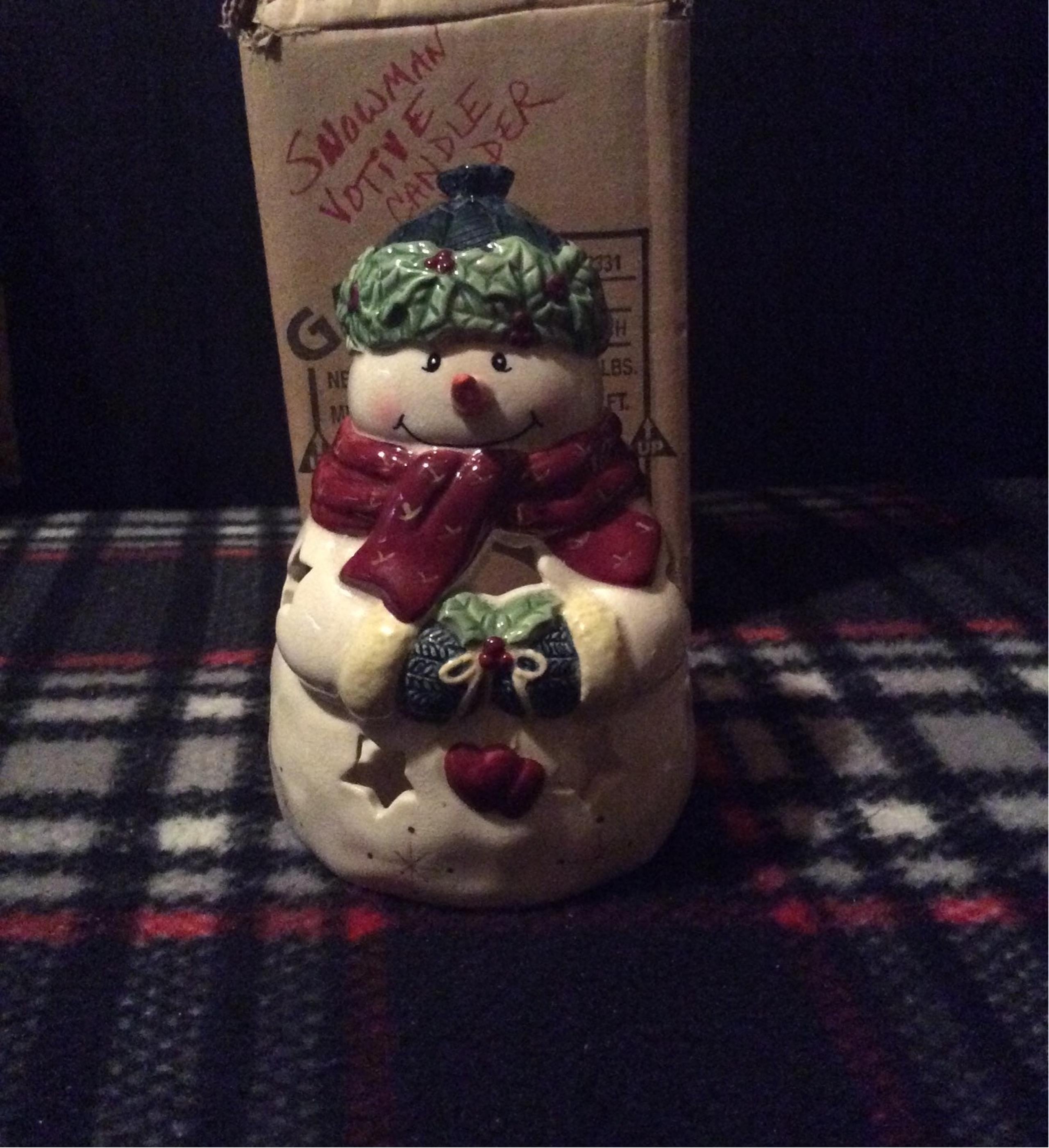 Ganz Bella Casa Snowman votive candle holder open box Like New Never Used free s