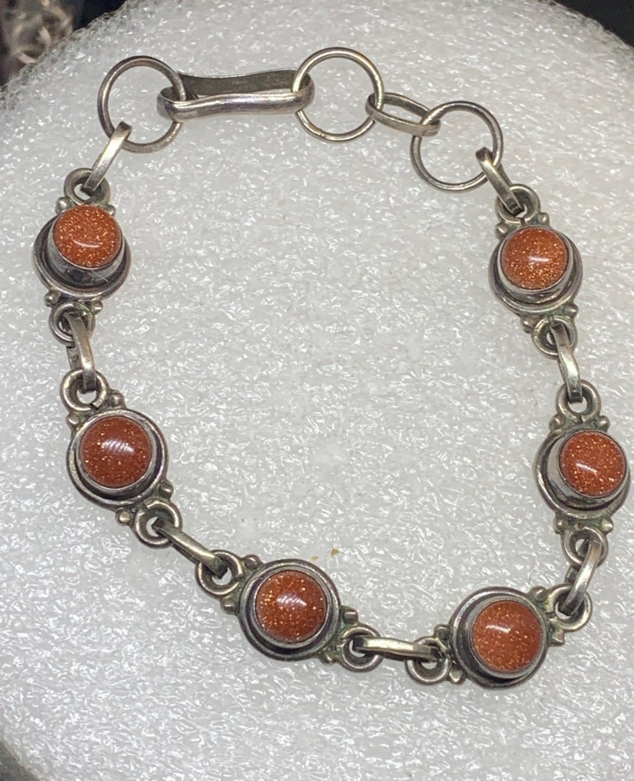 Vintage Sterling Sandstone Paperclip Style darker silver Bracelet