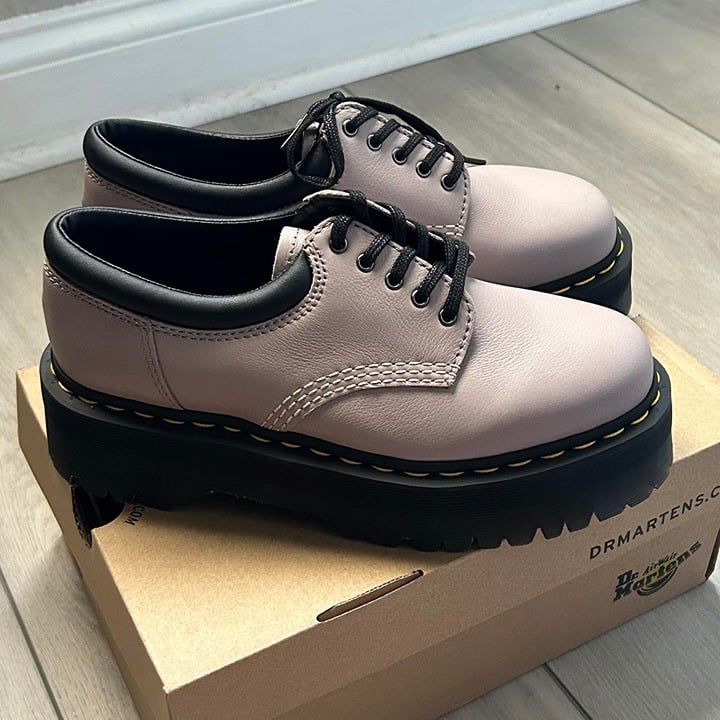 dr. marten’s 8053 pisa leather platforms in vintage taupe