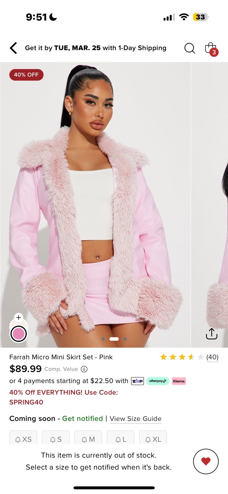 Pink faux fur set