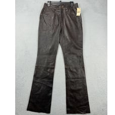 Wilsons Pants Womens 12 Maxima Brown Distressed Leather Motorcycle Straight NEW
