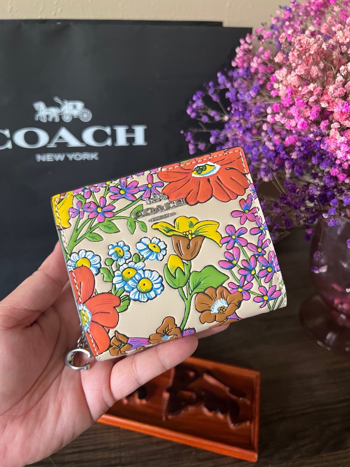 Coach Snap Wallet With Floral Print