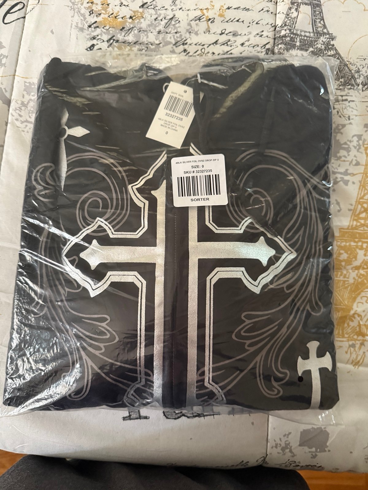 Hot topic “Social Collision Silver Foil Crosses Girls Hoodie Plus Size “ 0