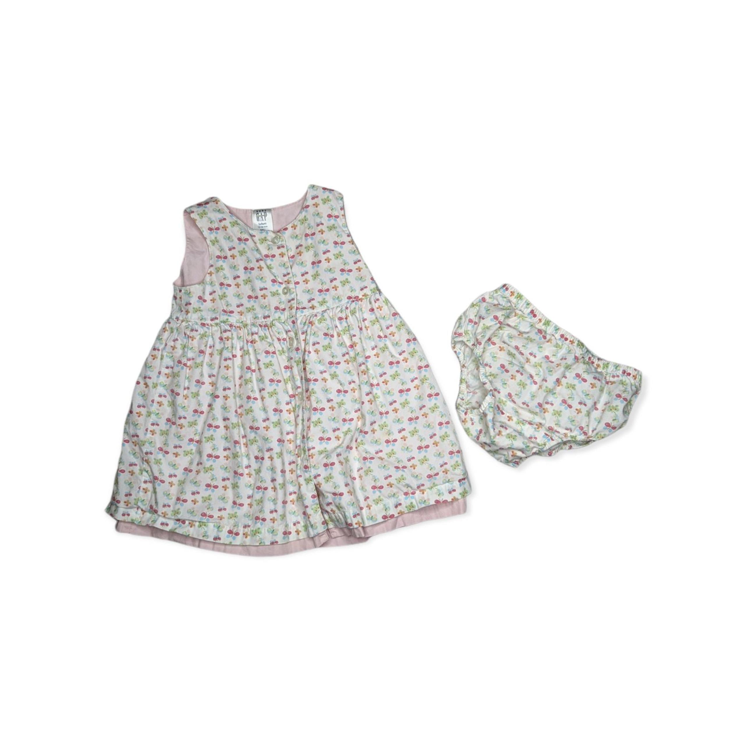 Baby Gap Butterfly Button Down Dress with Matching Bloomers Size 12-18 Months