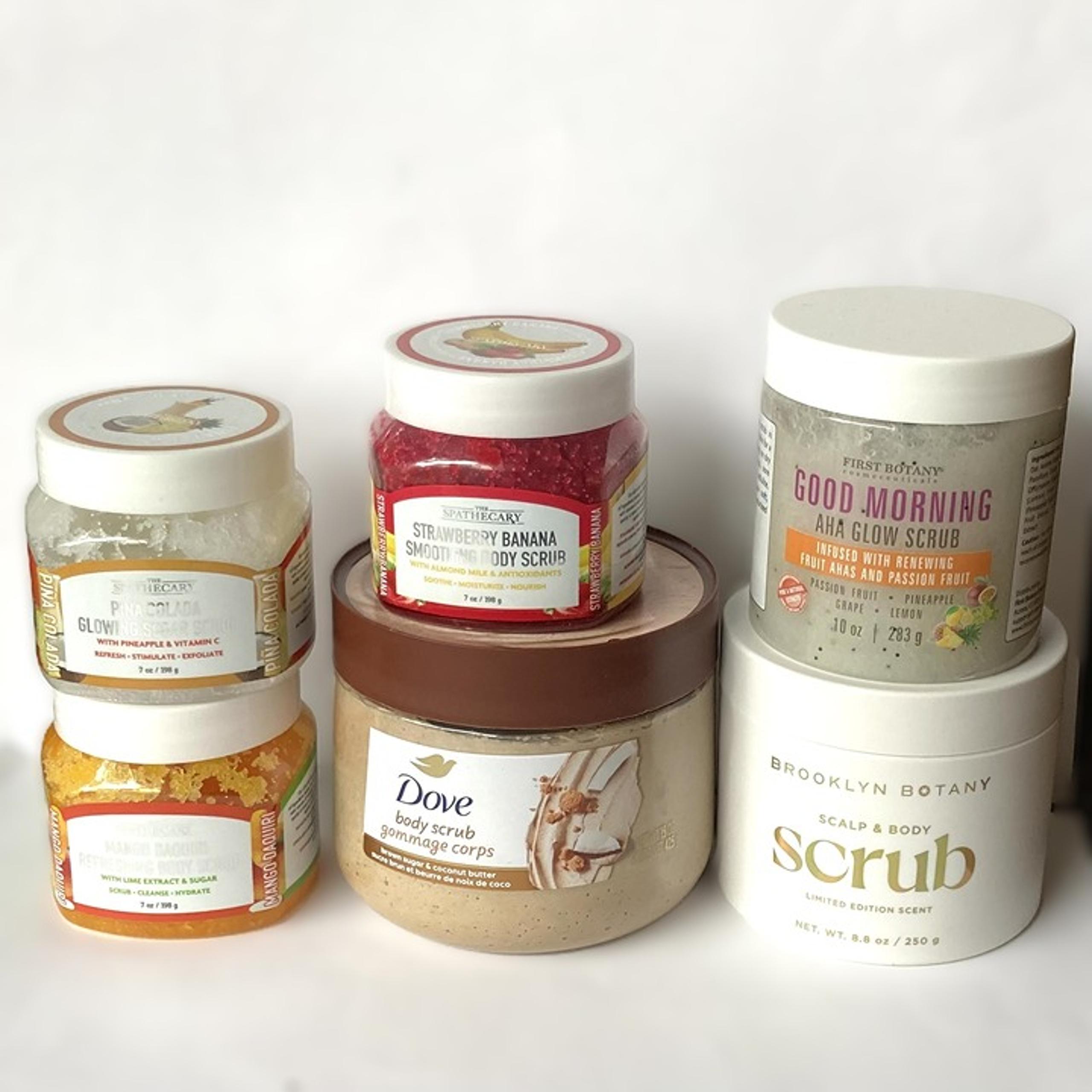 Bundle of 6 Body Scrubs, Various Brands, all new/unopened