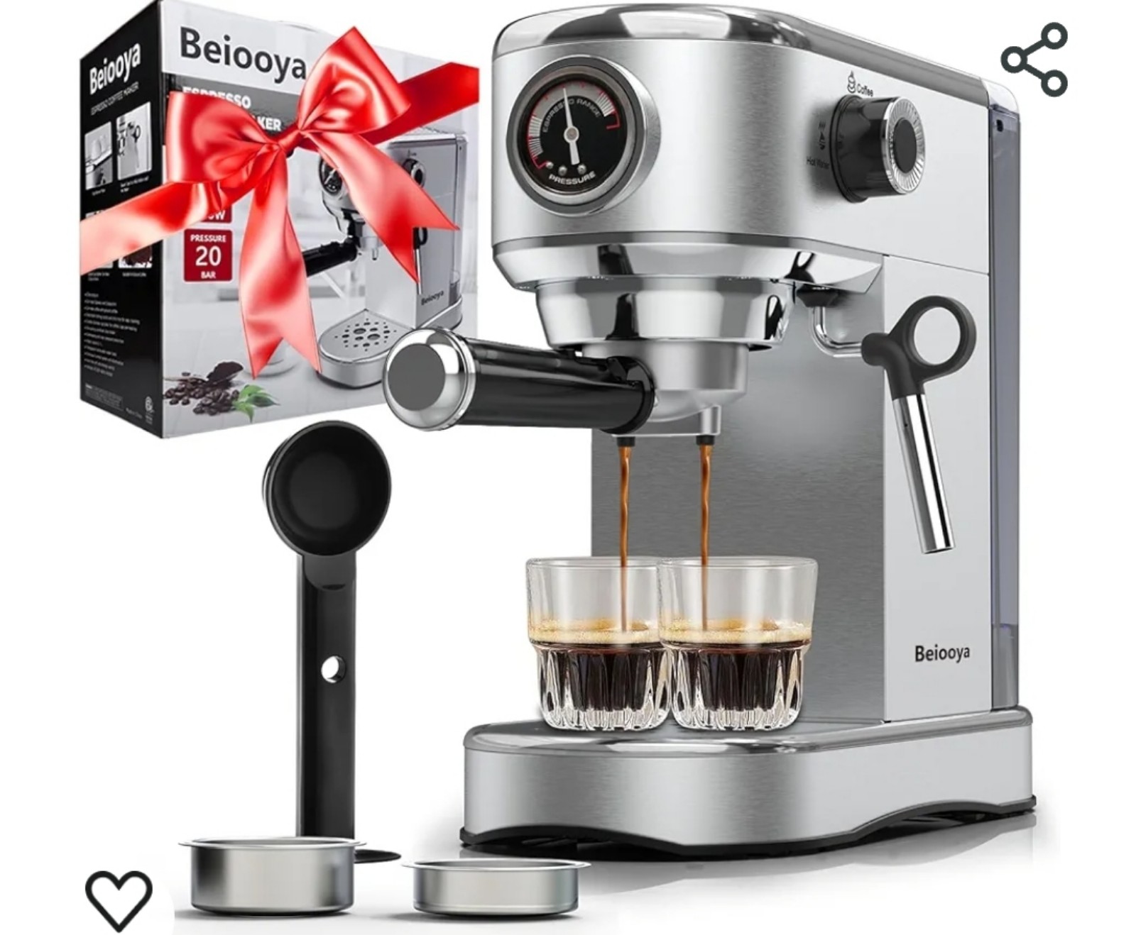 Espresso machine maker with milk frother steam wand