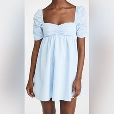 Amanda Uprichard Ariana Dress Powder Blue Mini Puff Sleeve size small