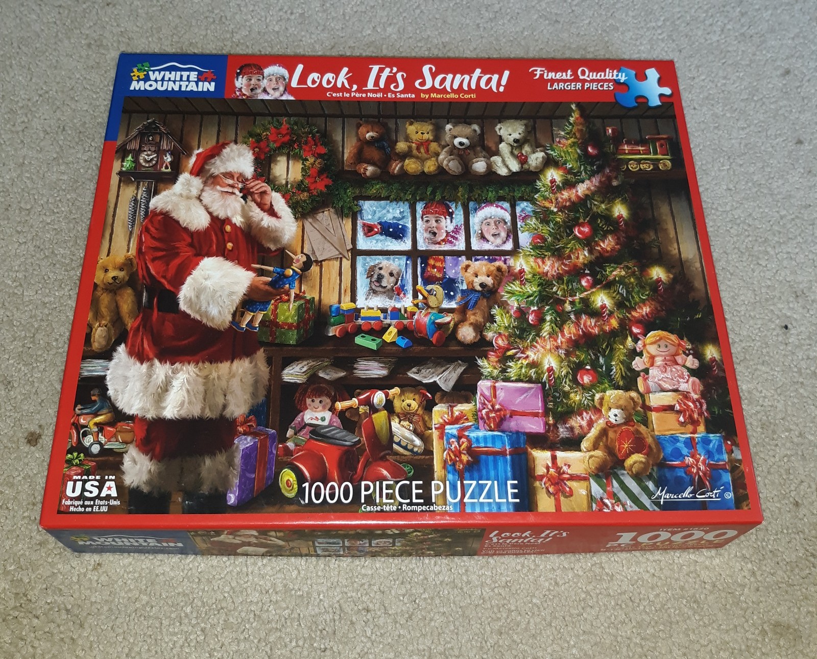 White mountain puzzle 1000 Look,It's Santa!24×30 used all pieces There