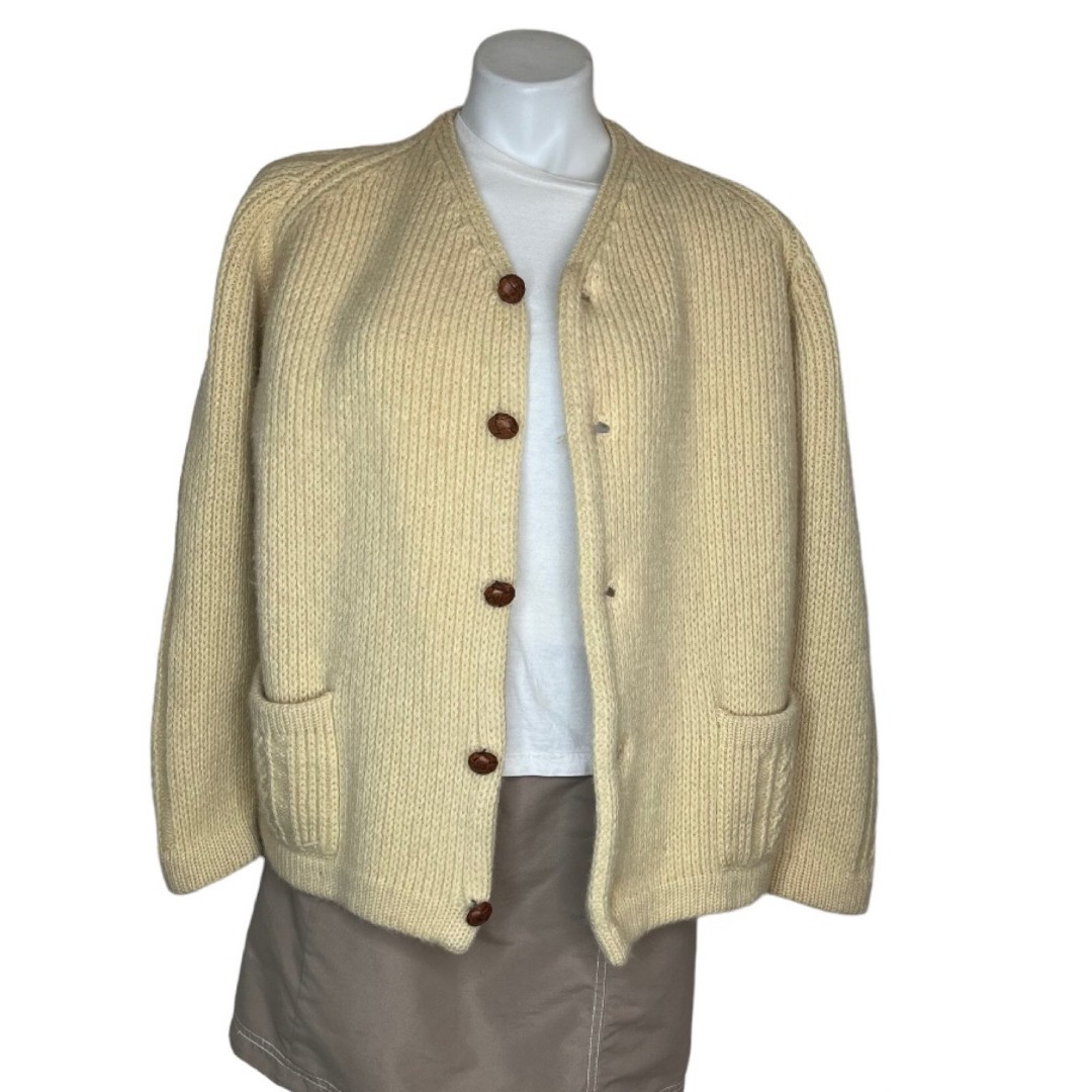 INGO Wool Cardigan Handcrafted Eskimos Frobisher Bay Canada Size Large VINTAGE