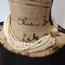 Vintage Carole Faux Pearl Torsade Choker Necklace with Decorative Clasp